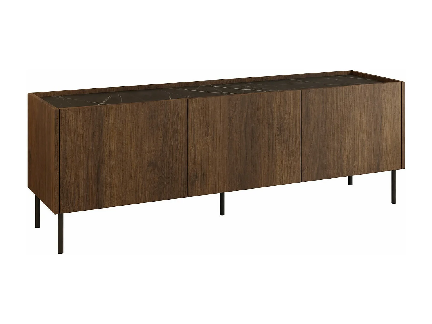 Meuble TV Comfivo Belviro 103, Noyer|Marbre noir, 144x50x37cm