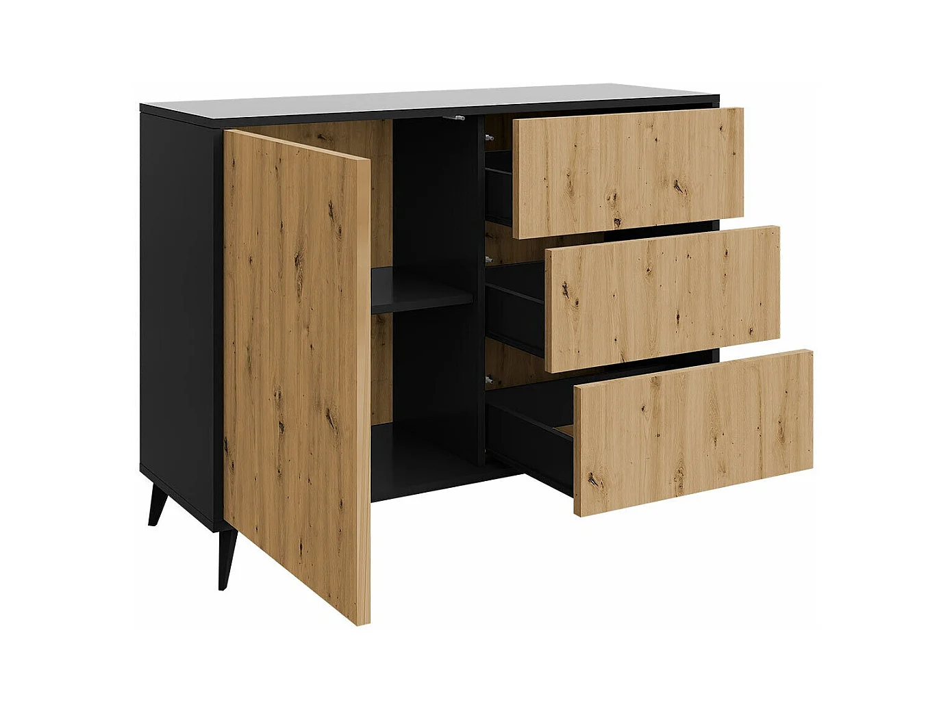 Cómoda Comfivo Lomcali 100, Com gavetas e portas, Número de gavetas: 3