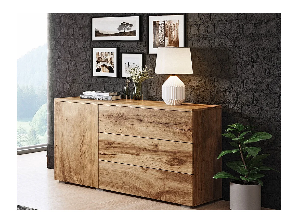 Cómoda Sarasota 128, Com gavetas e portas, Número de gavetas: 3