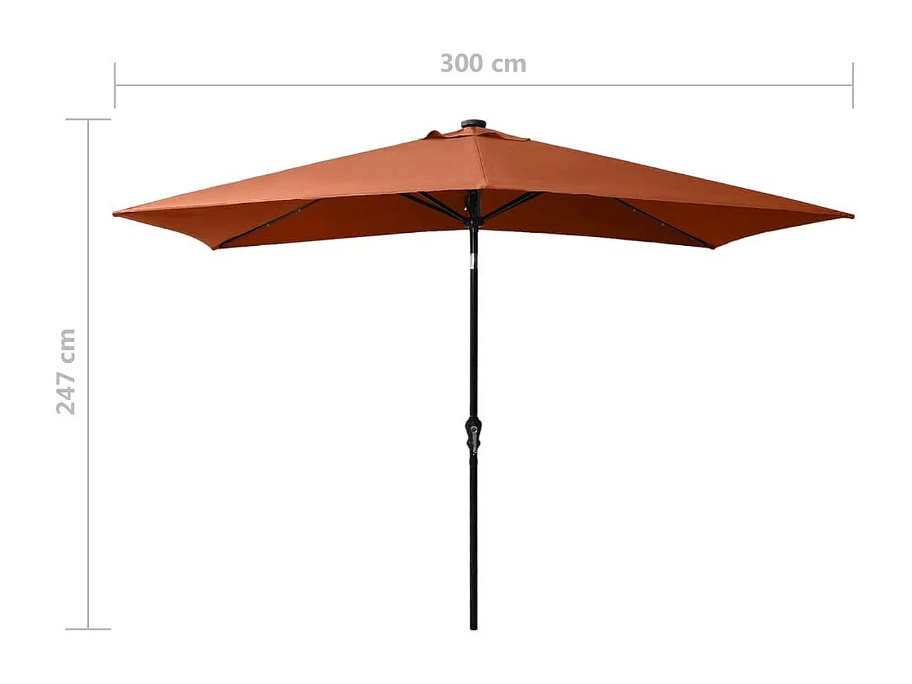 Sonnenschirm mit LEDs und Stahl-Mast Terracotta-Rot 2x3 m