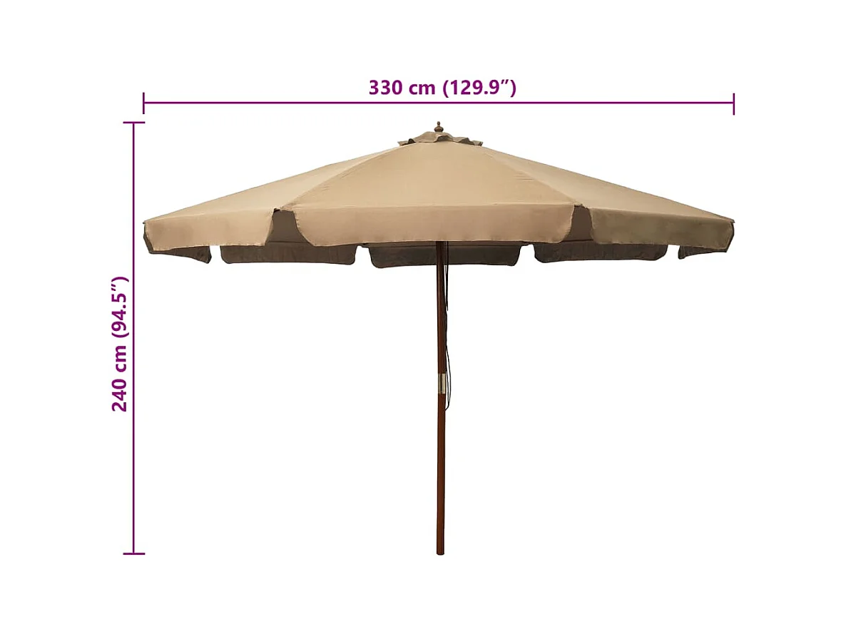 Sonnenschirm mit Holzmast 330 cm Taupe