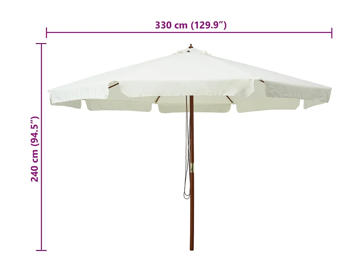 Sonnenschirm mit Holzmast 330 cm Sandweiß