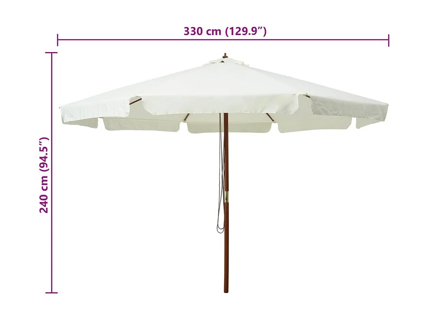 Sonnenschirm mit Holzmast 330 cm Sandweiß