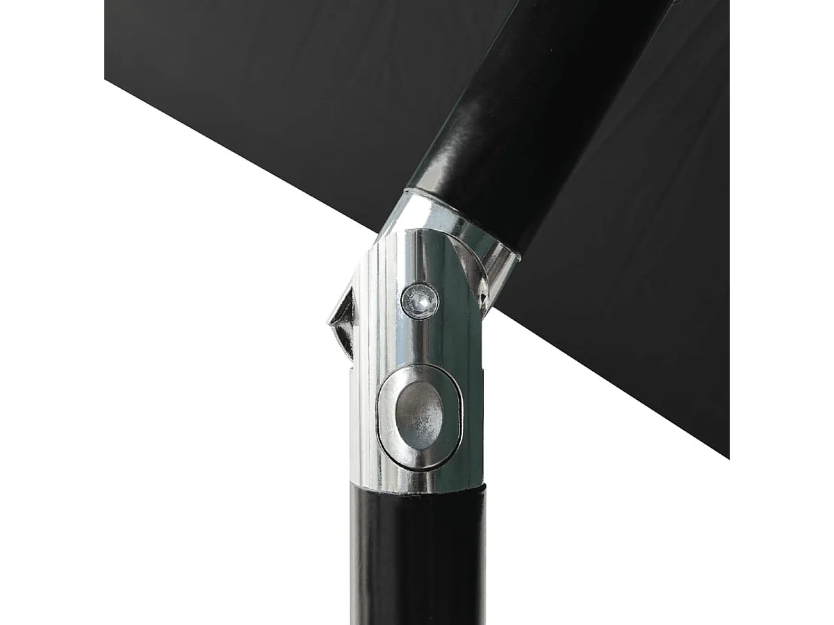 Sonnenschirm mit LEDs und Stahl-Mast Schwarz 2x3 m