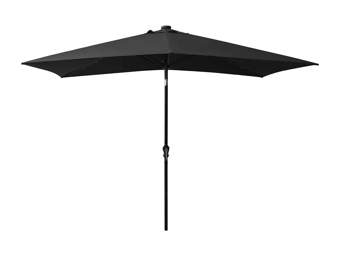 Sonnenschirm mit LEDs und Stahl-Mast Schwarz 2x3 m