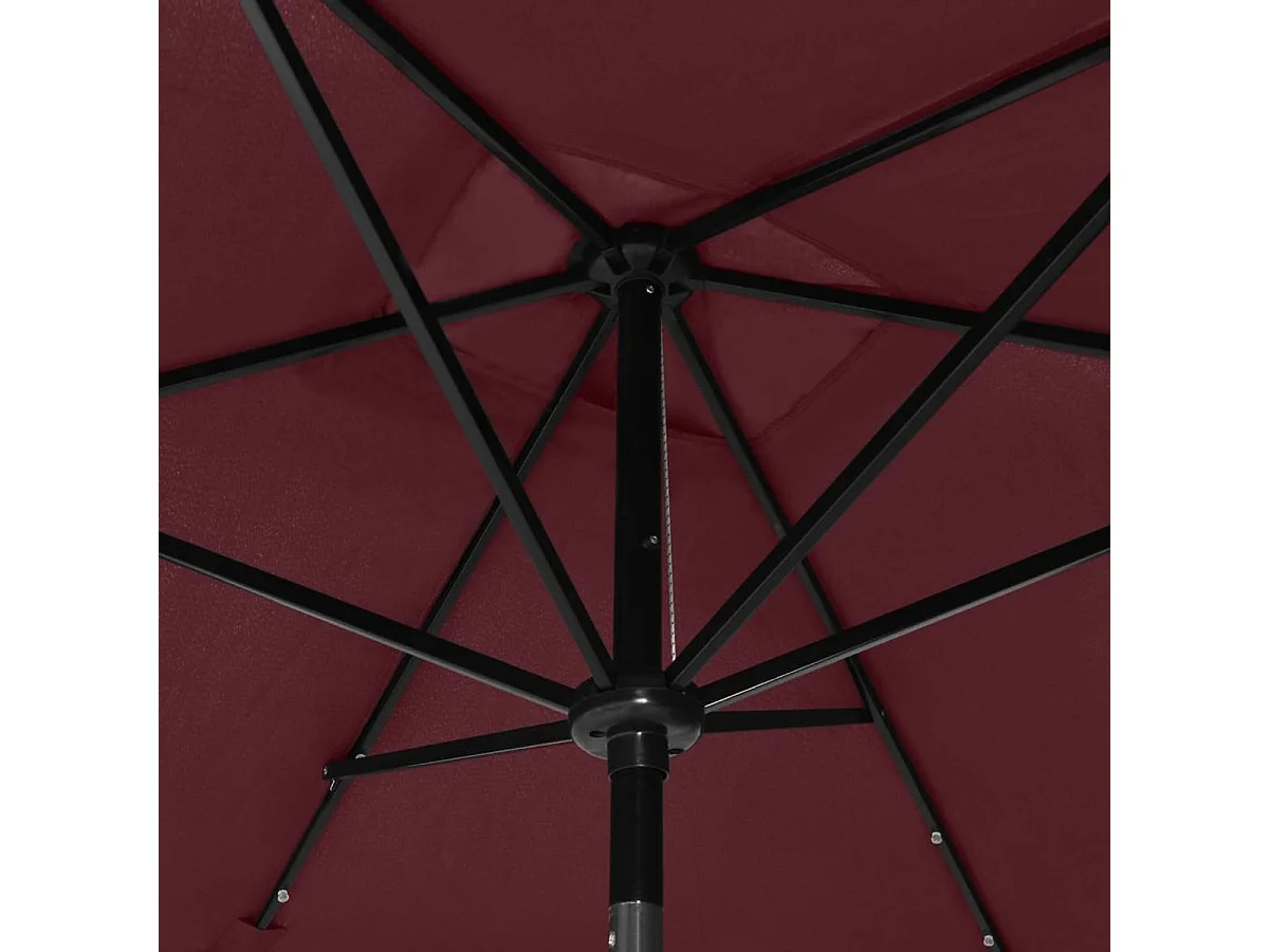 Sonnenschirm mit LEDs und Stahl-Mast Bordeauxrot 2x3 m