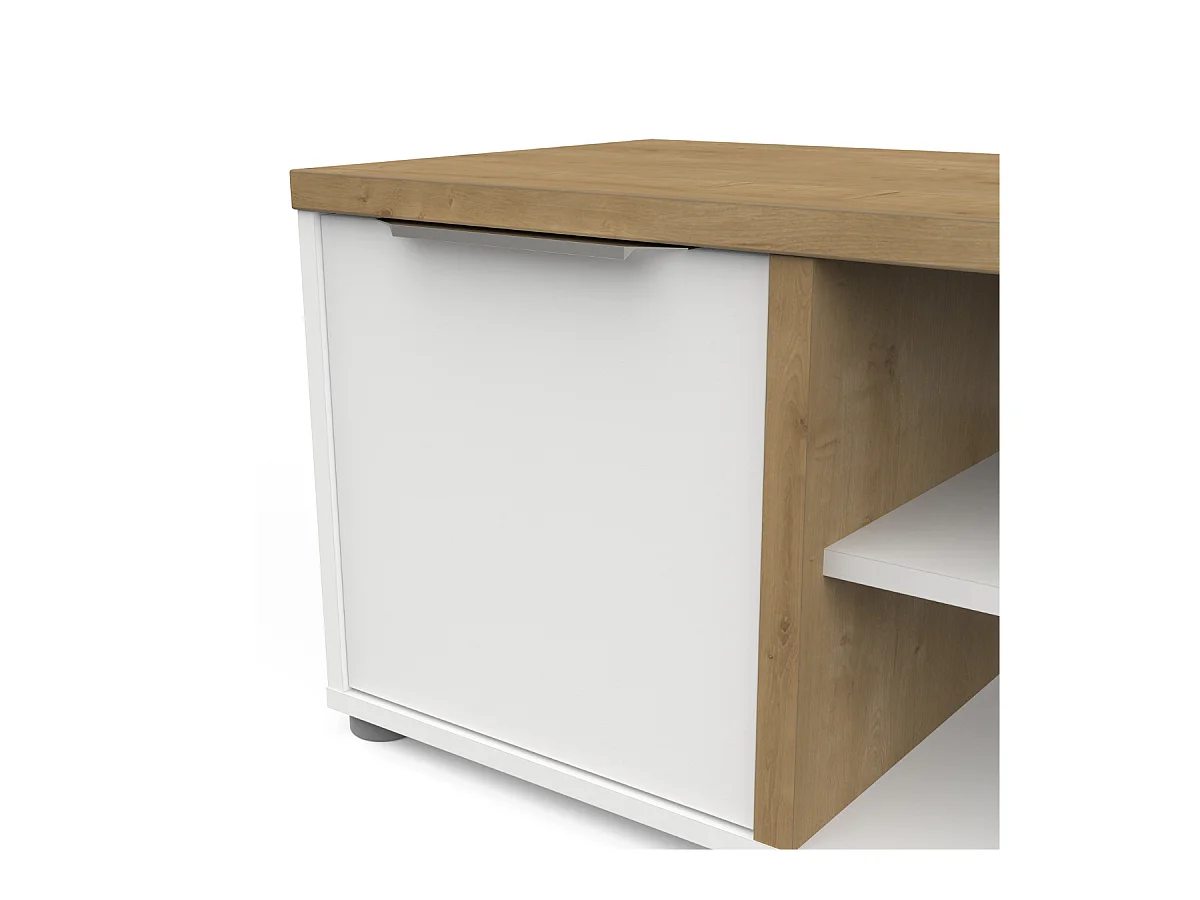 ACCESS TVBank – 2 Türen + 1 Nische – HamiltonEiche und Weiß – 134,8 x 39,6 x 39,1 cm