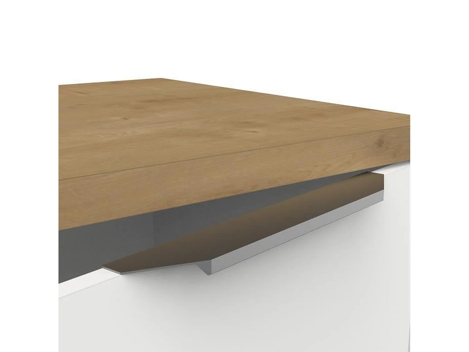 Meuble TV 2 portes et 2 niches décor chêne et blanc L135 cm - ACCESS