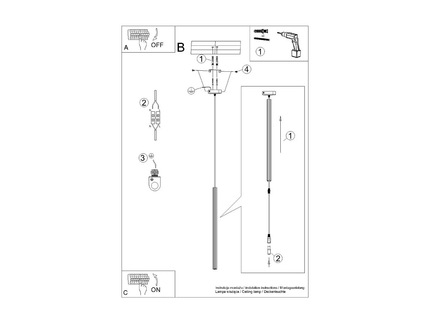 Lampe suspendue Astralis 1 noir