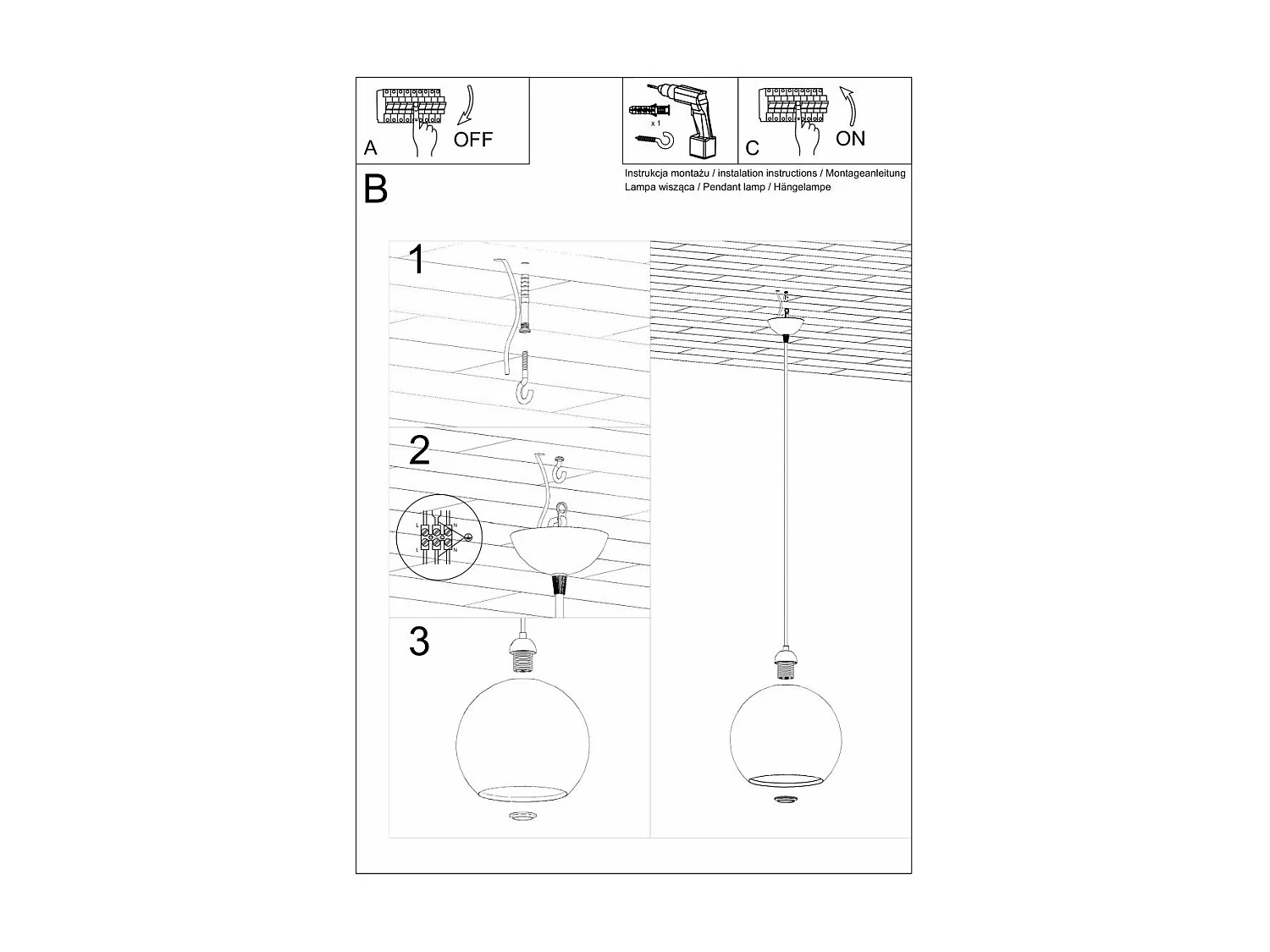 Lampe pendante Borealis transparente
