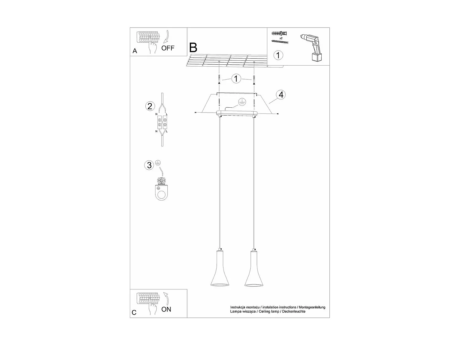 Lampe suspendue Siriara 2 béton