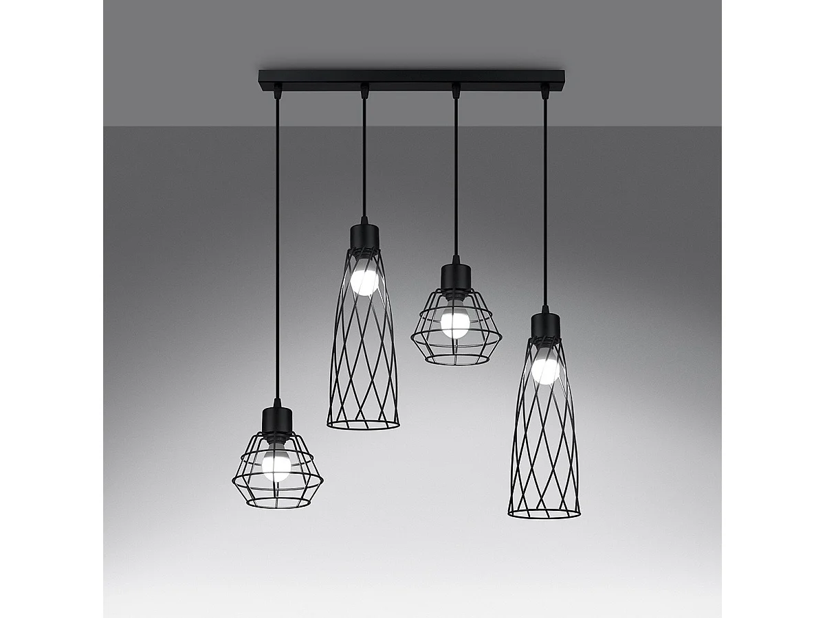 Lampe suspendue Chiara 4L noir