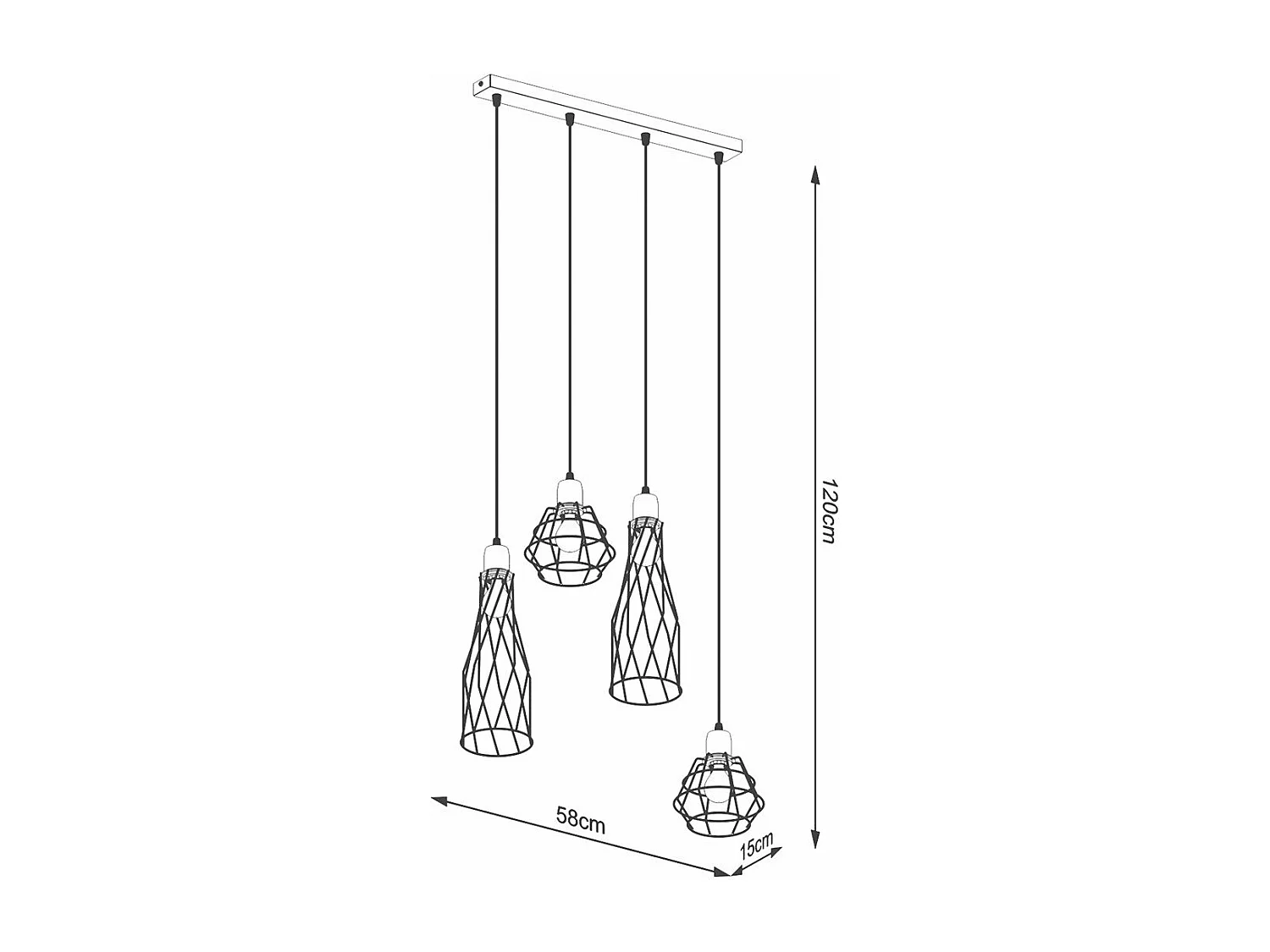 Lampe suspendue Chiara 4L noir