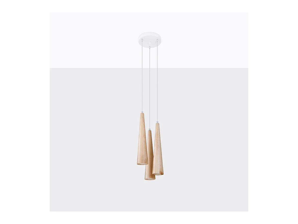 Lampe suspendue Lucia 3P en bois naturel