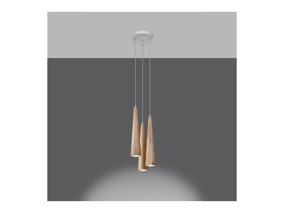 Lampe suspendue Lucia 3P en bois naturel