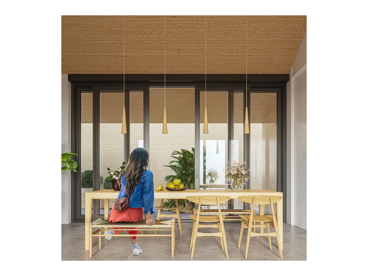 Lampe suspendue Lucia 3P en bois naturel