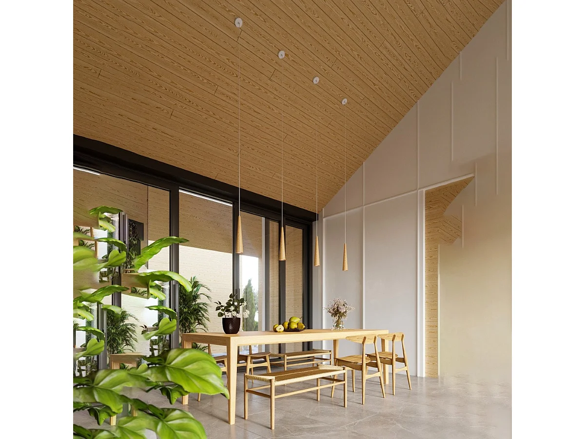 Lampe suspendue Lucia 3P en bois naturel