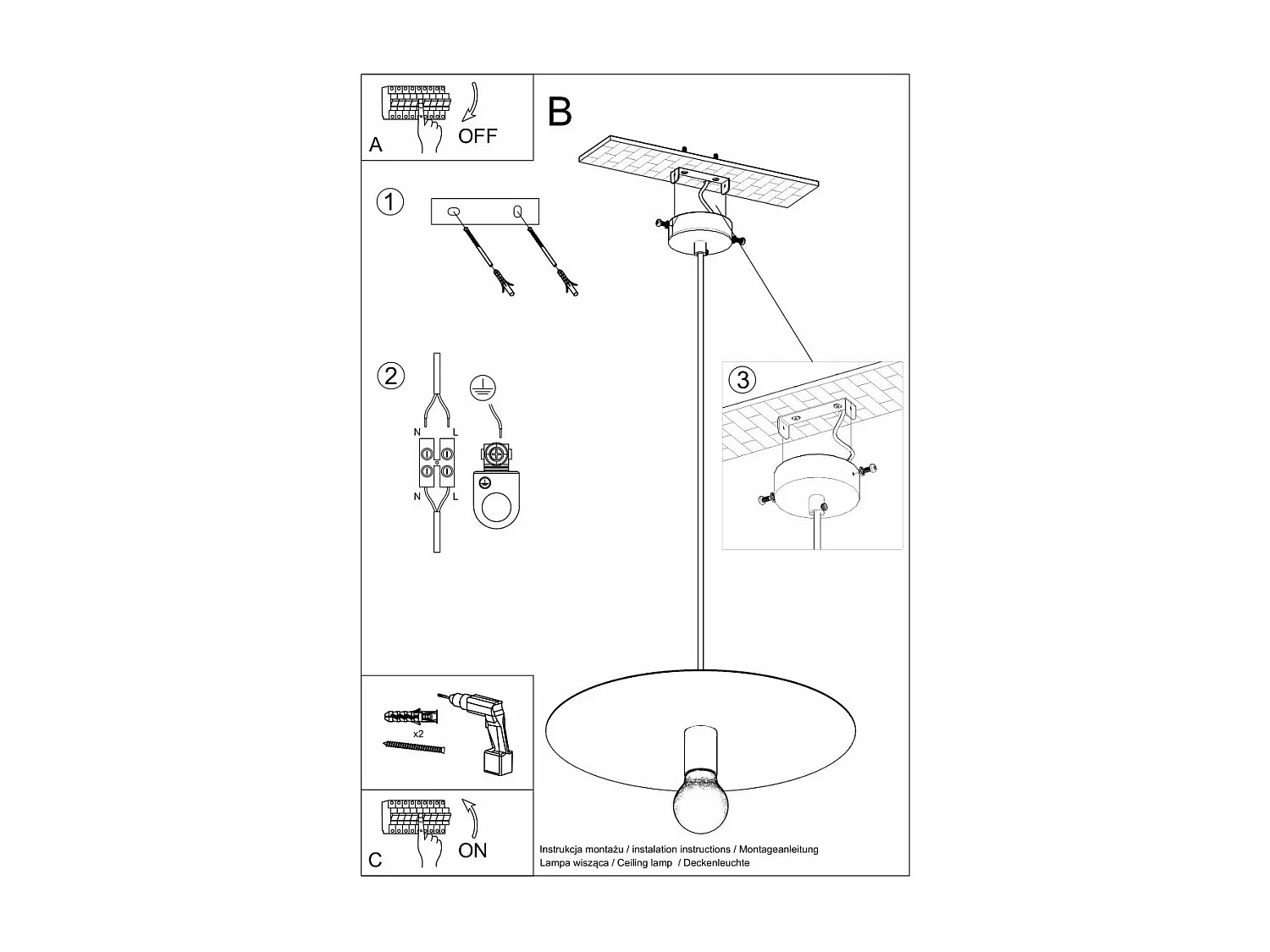 Lampe pendante Flareon noir