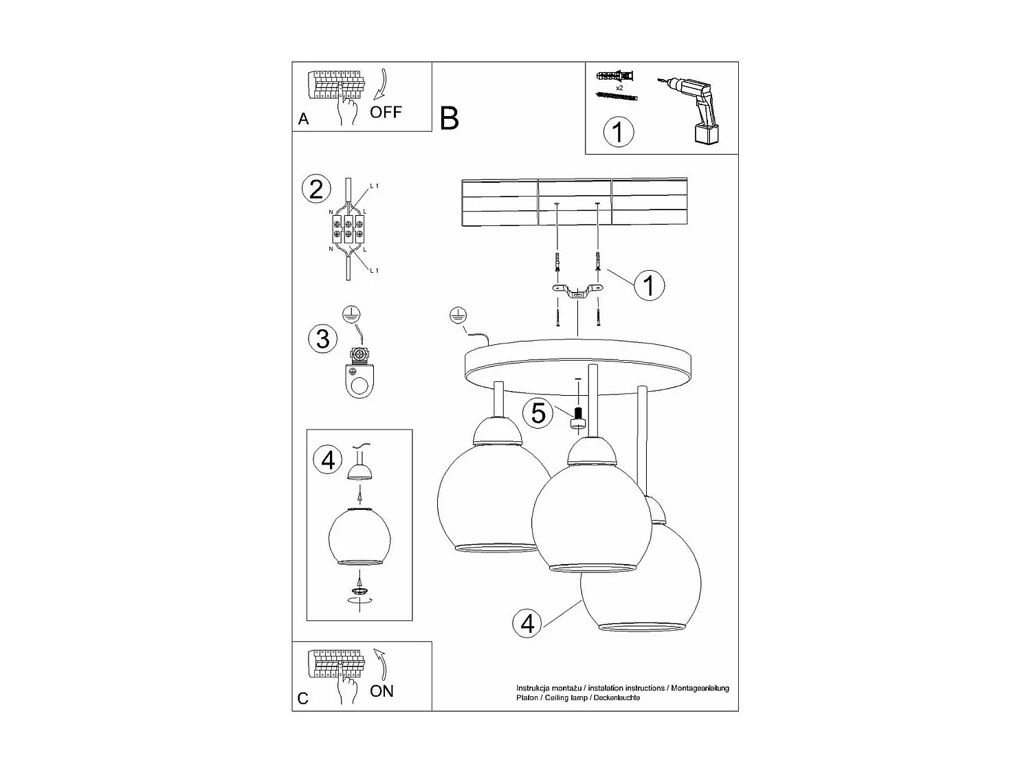 Lustre Altair 3 noir