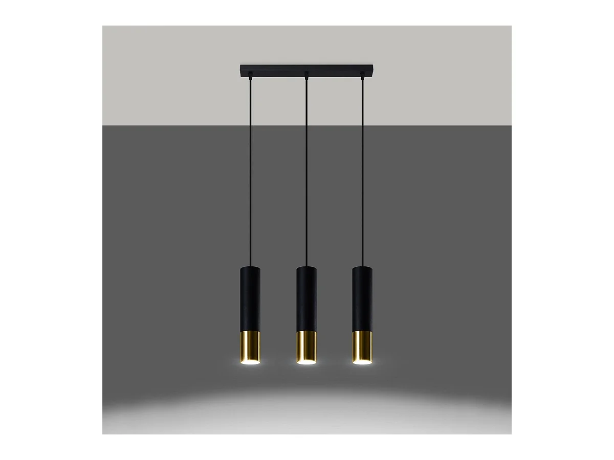 Lampe suspendue Luminous 3L noir-doré