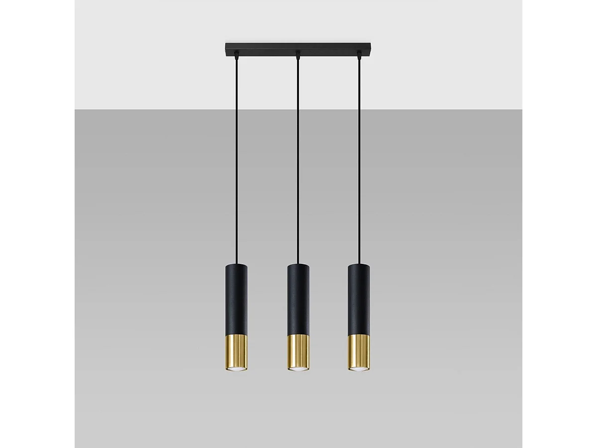 Lampe suspendue Luminous 3L noir-doré