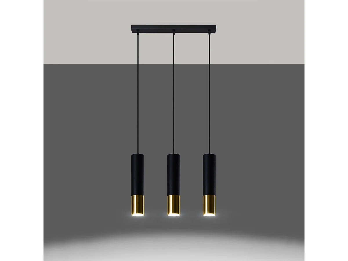 Lampe suspendue Luminous 3L noir-doré