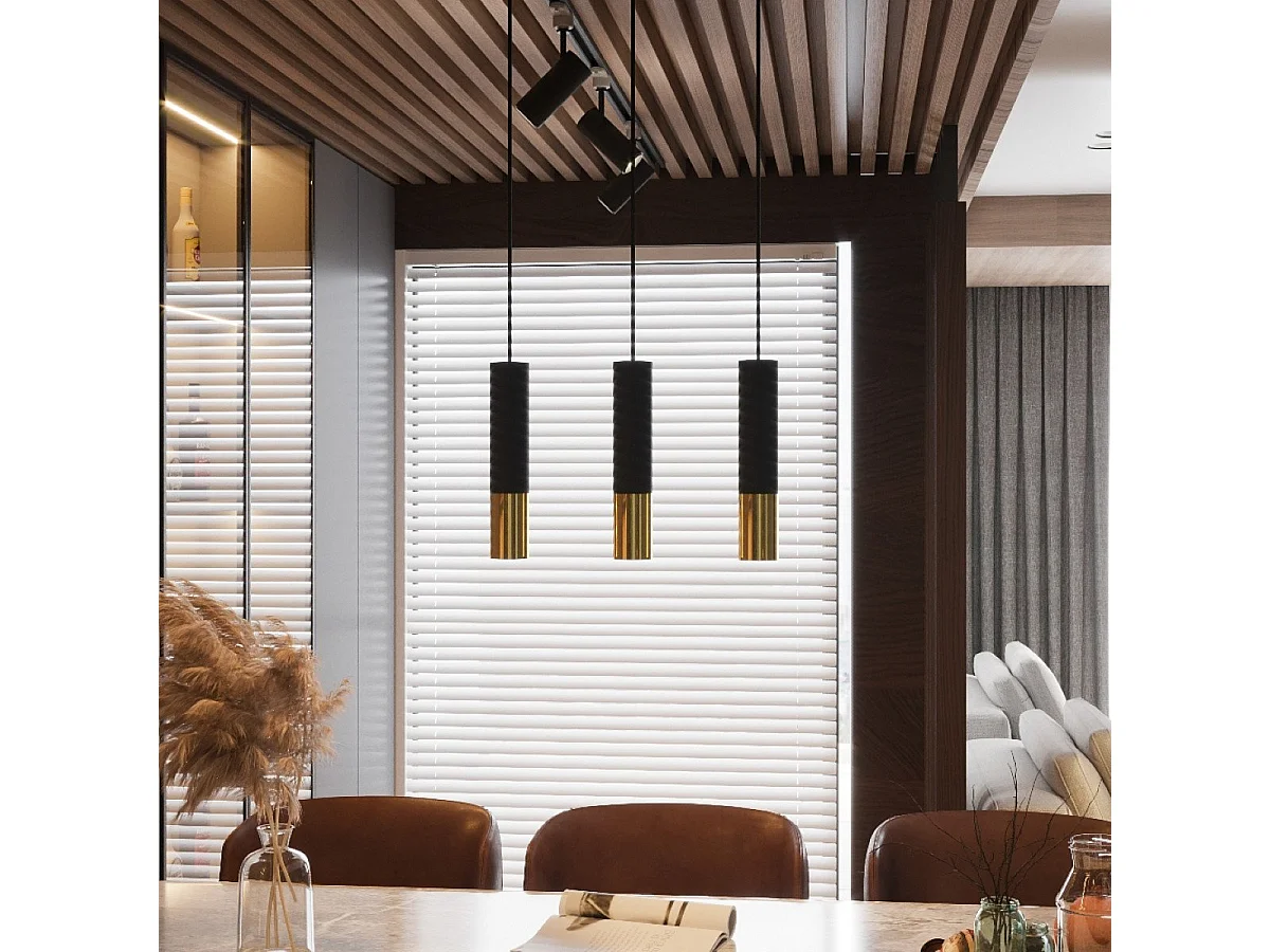 Lampe suspendue Luminous 3L noir-doré