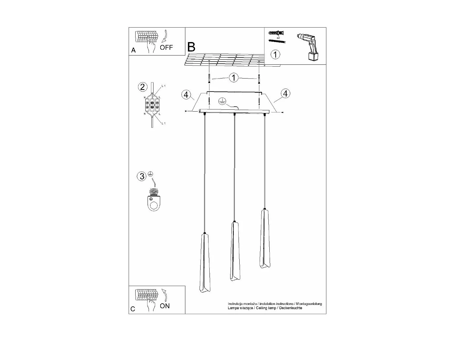 Lampe suspendue Prismatica 3L blanc