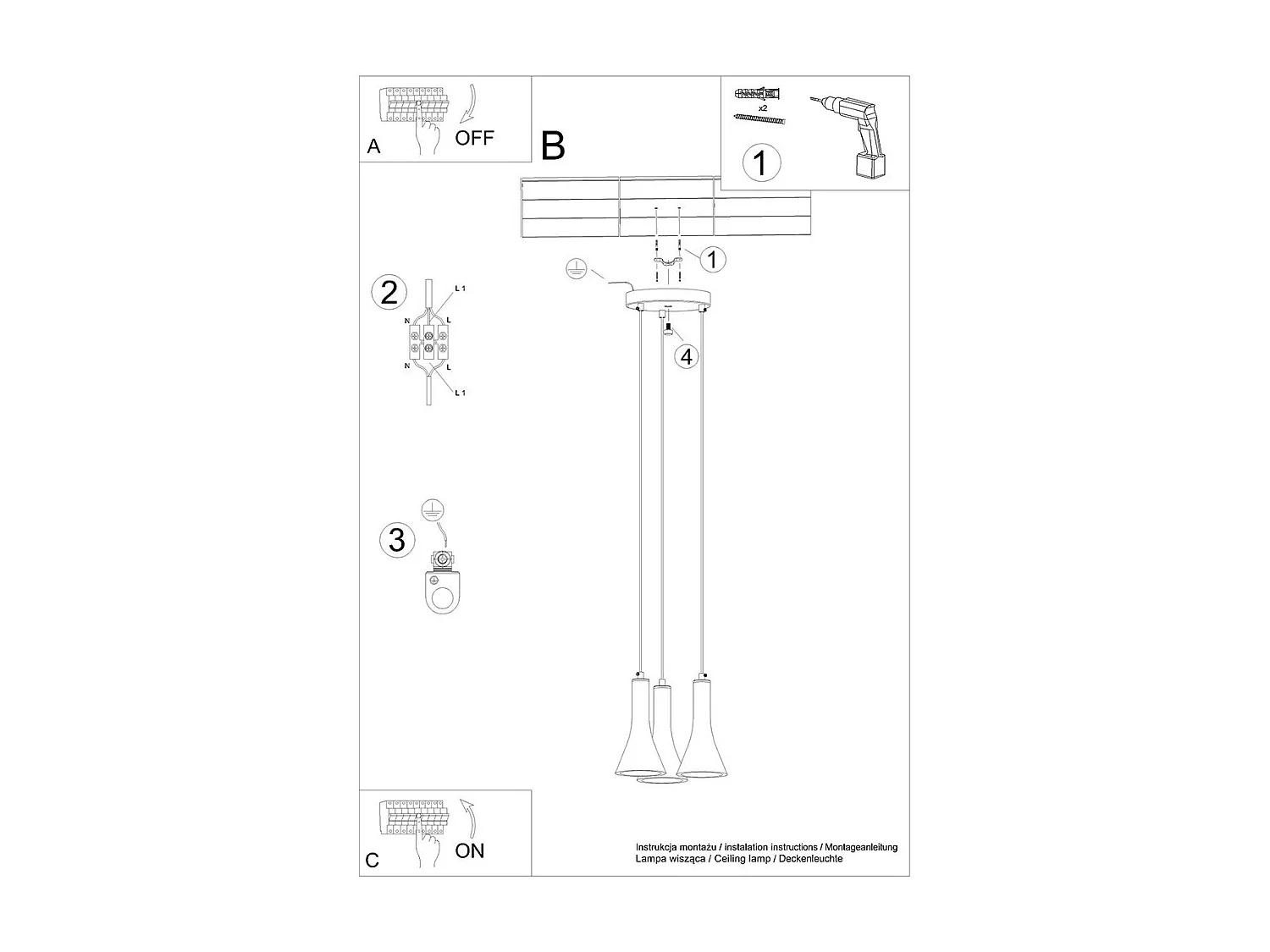 Lampe suspendue Siriara 3P béton