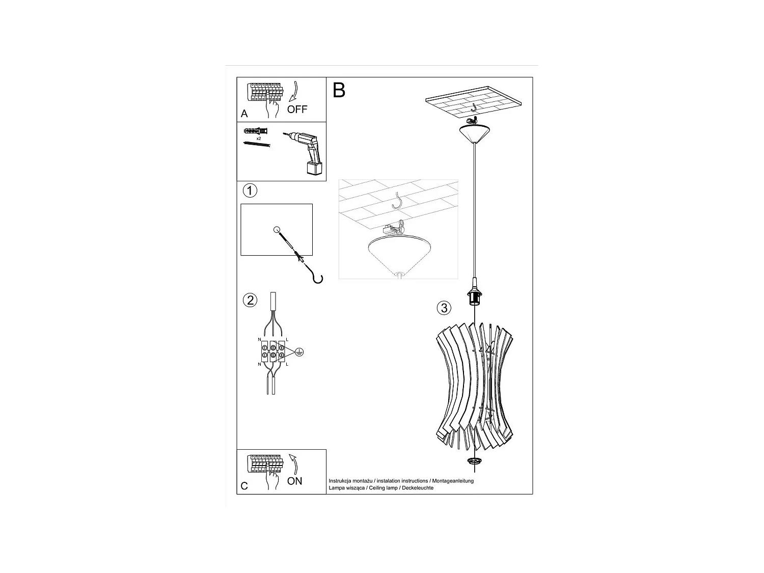 Lampe pendante Orion en bois