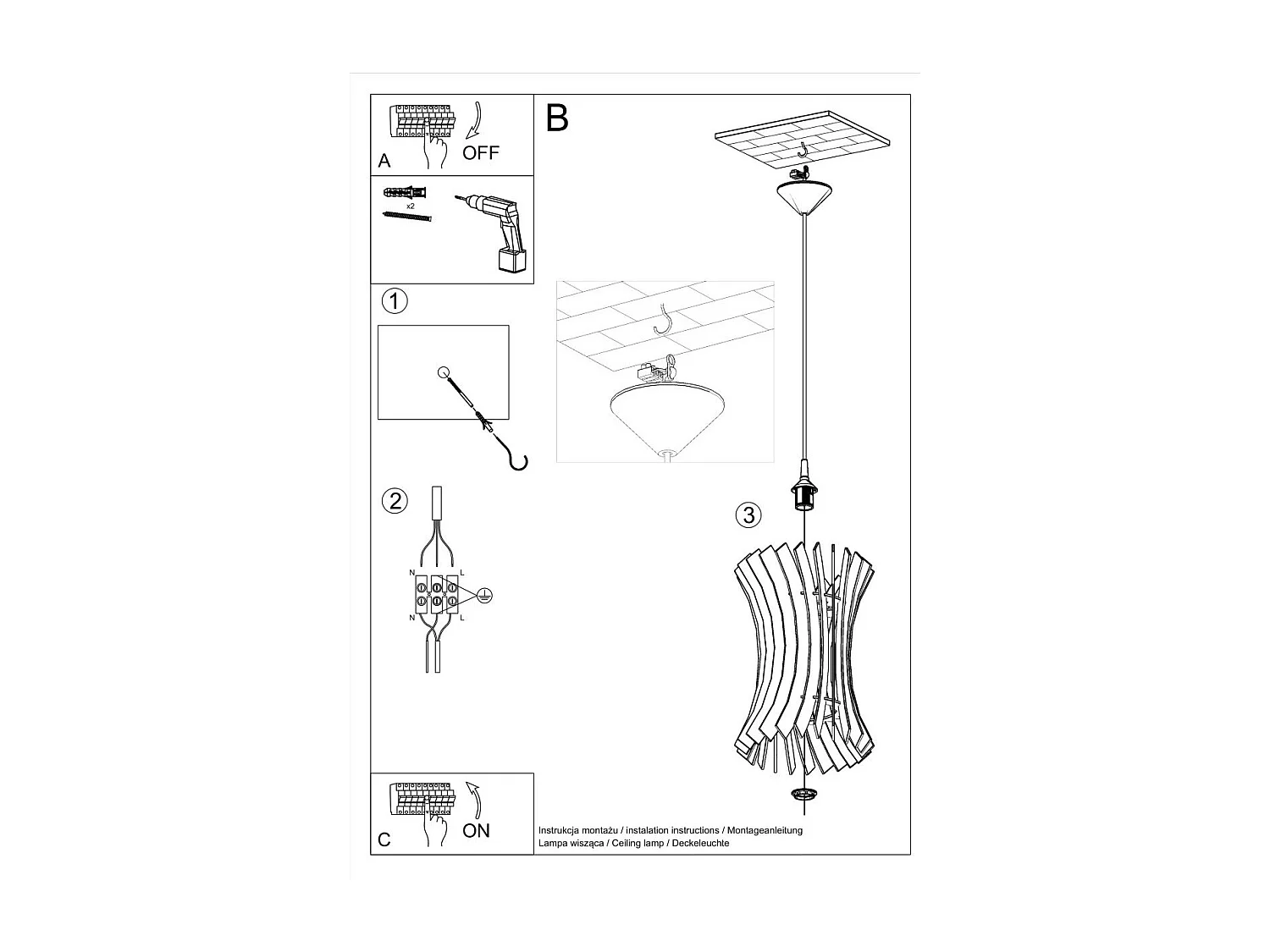 Lampe pendante Orion en bois