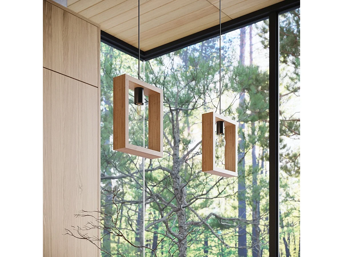 Lampe suspendue Astrelis bois naturel