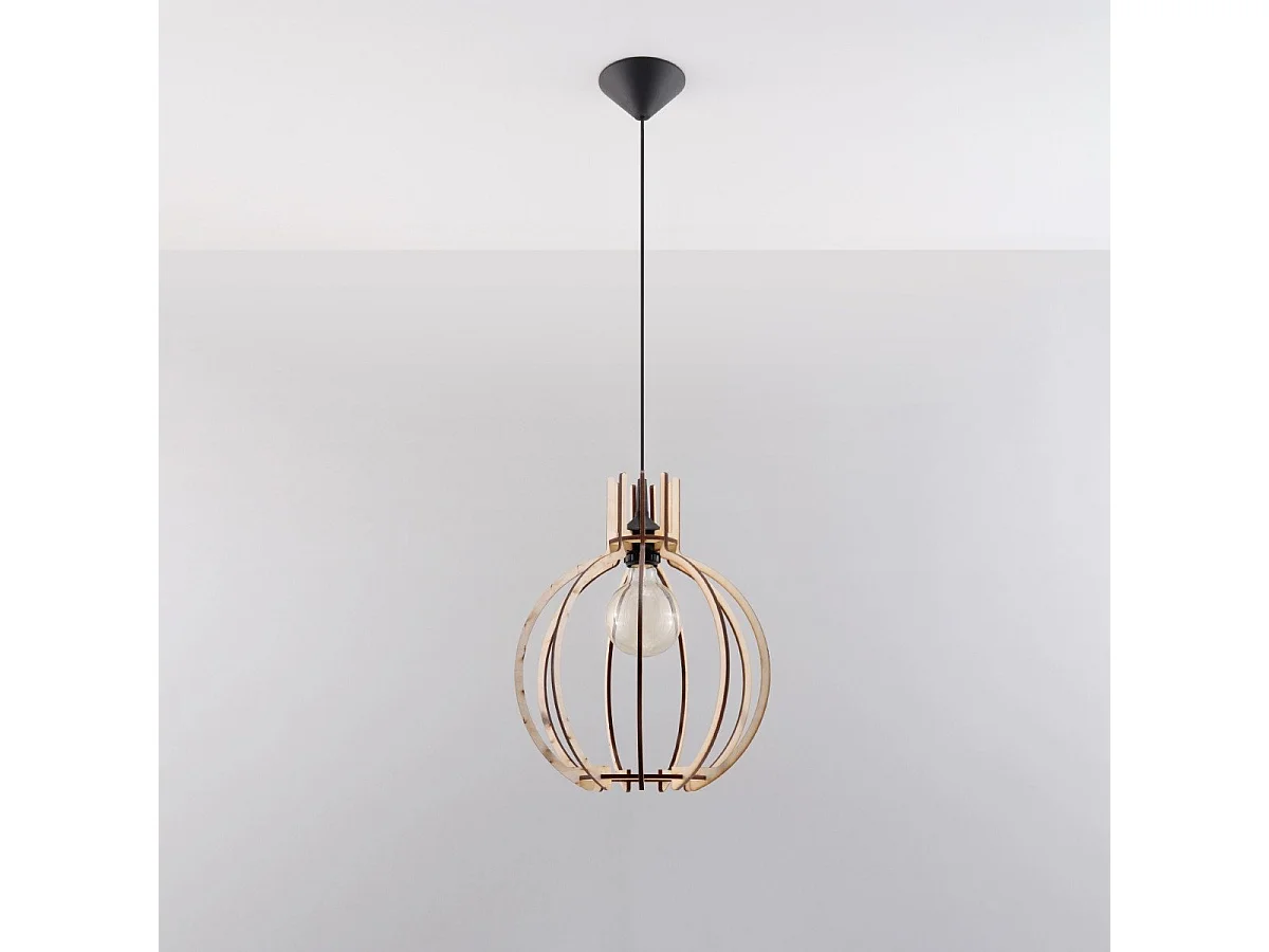 Lampe pendante Arcturus en bois naturel
