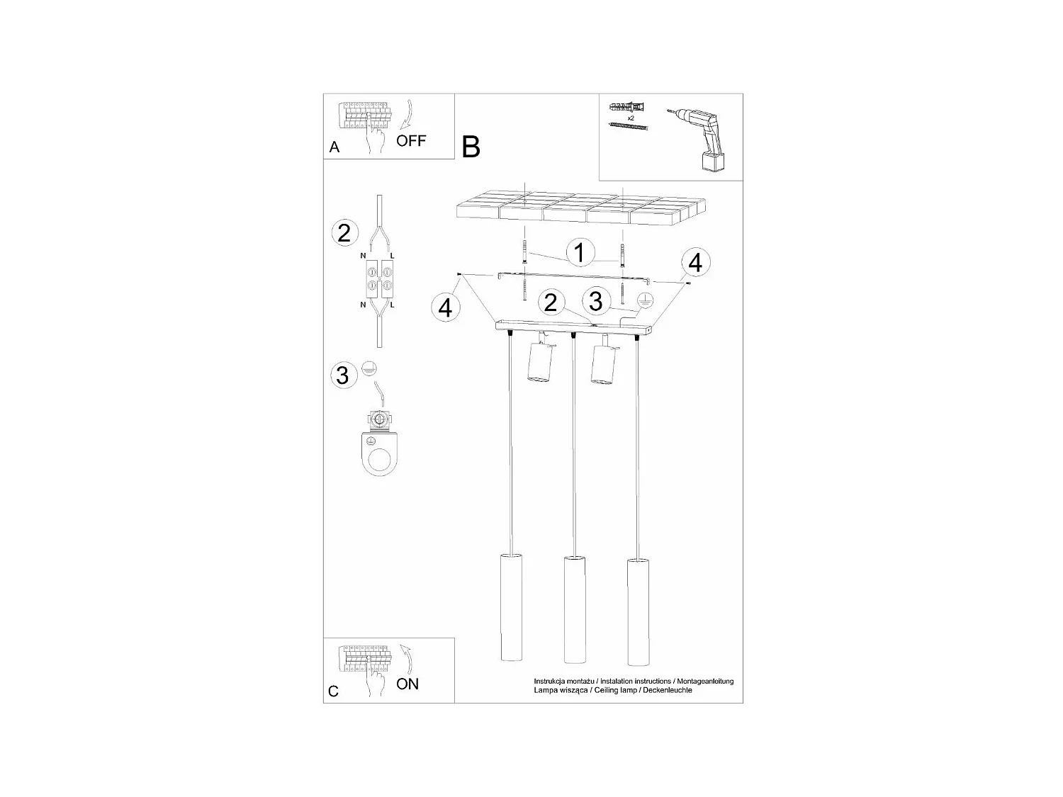Lampe suspendue Lysandra 3 blanc