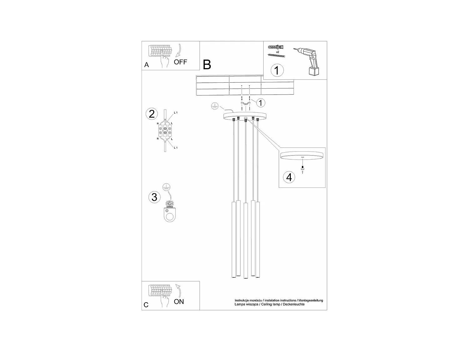 Lampe pendante Novastel 5P bois