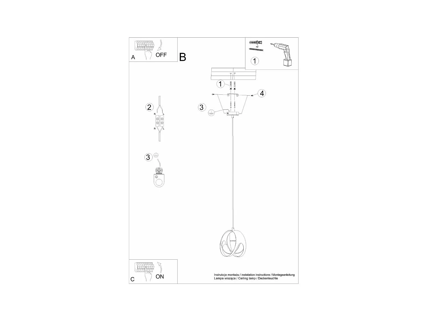 Lampe pendante Alden 1 blanc