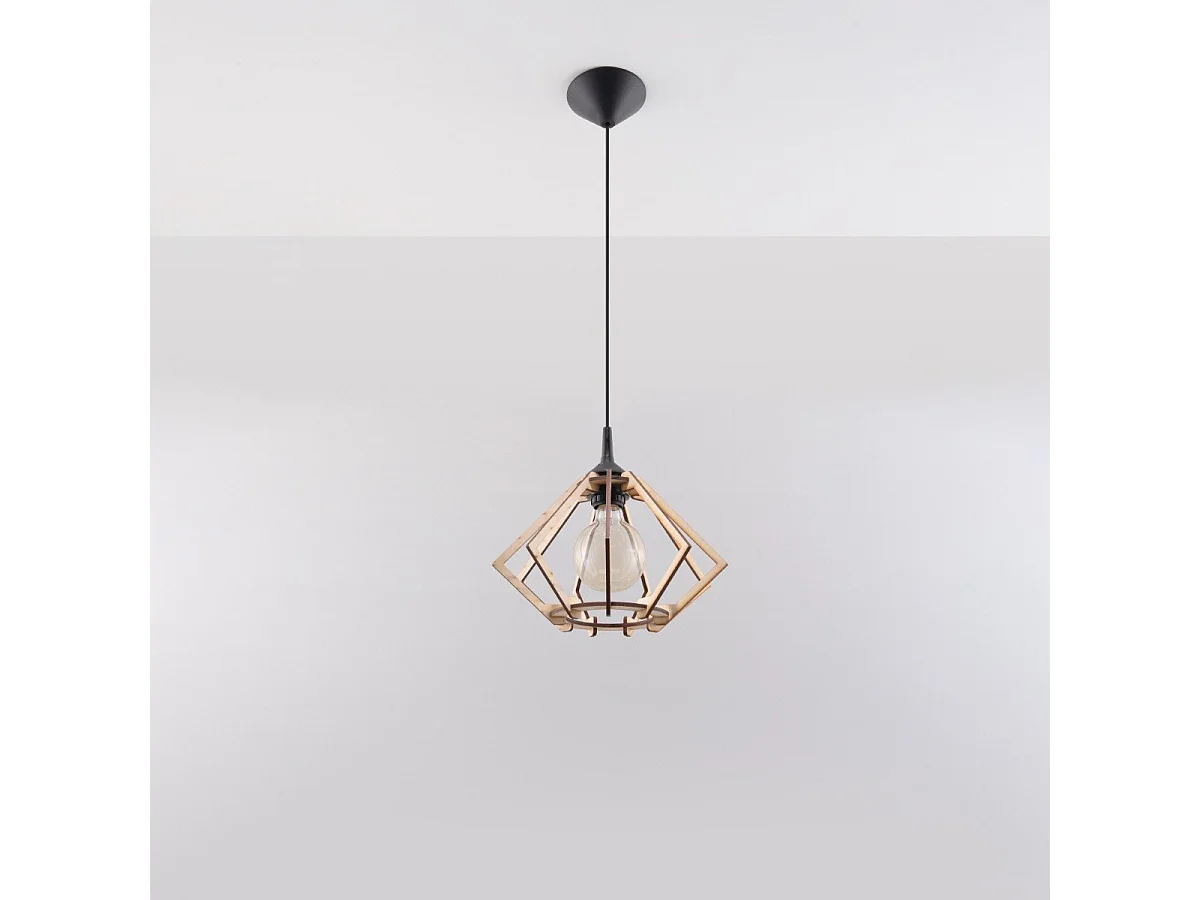 Lampe suspendue Pulsaria en bois naturel
