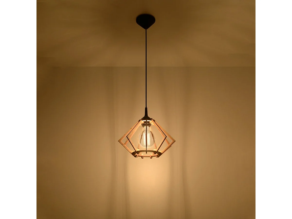 Lampe suspendue Pulsaria en bois naturel