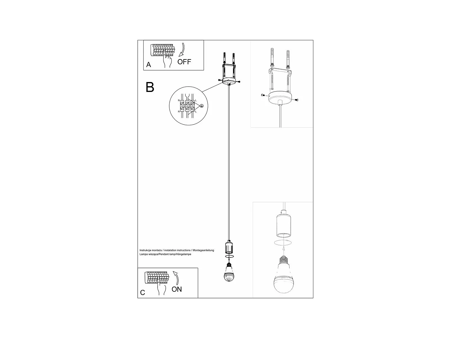 Lampe suspendue Electra noir