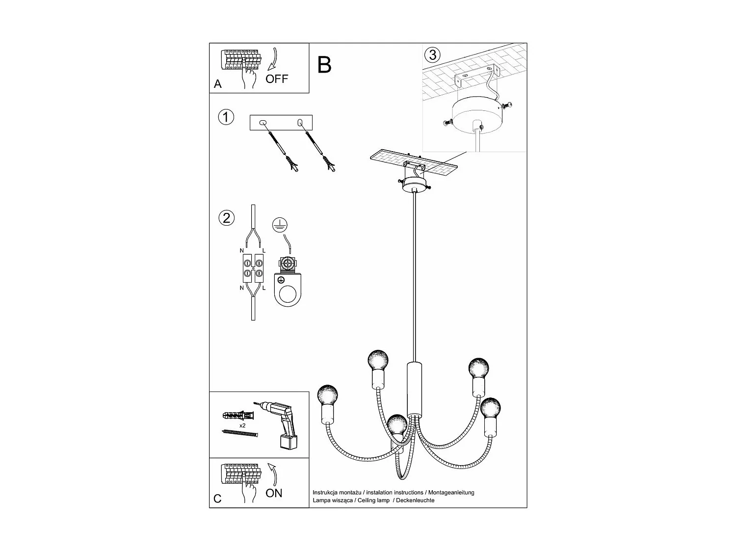 Lustre Polaris 3 noir
