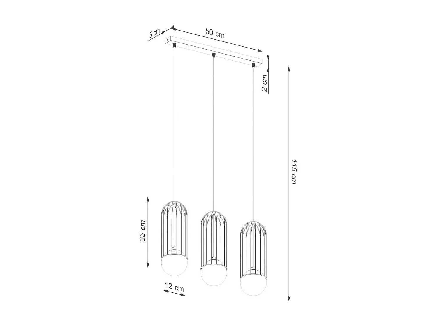 Lampe suspendue Borealys 3L noir