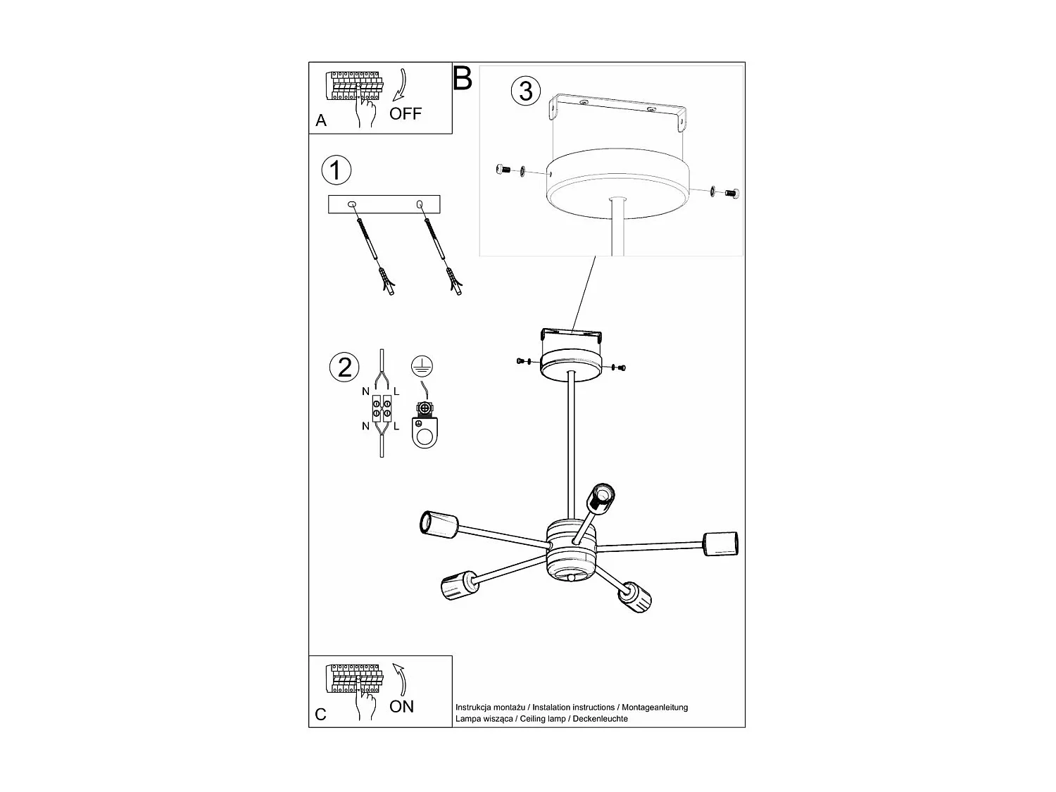 Lustre Lunaris 5 noir