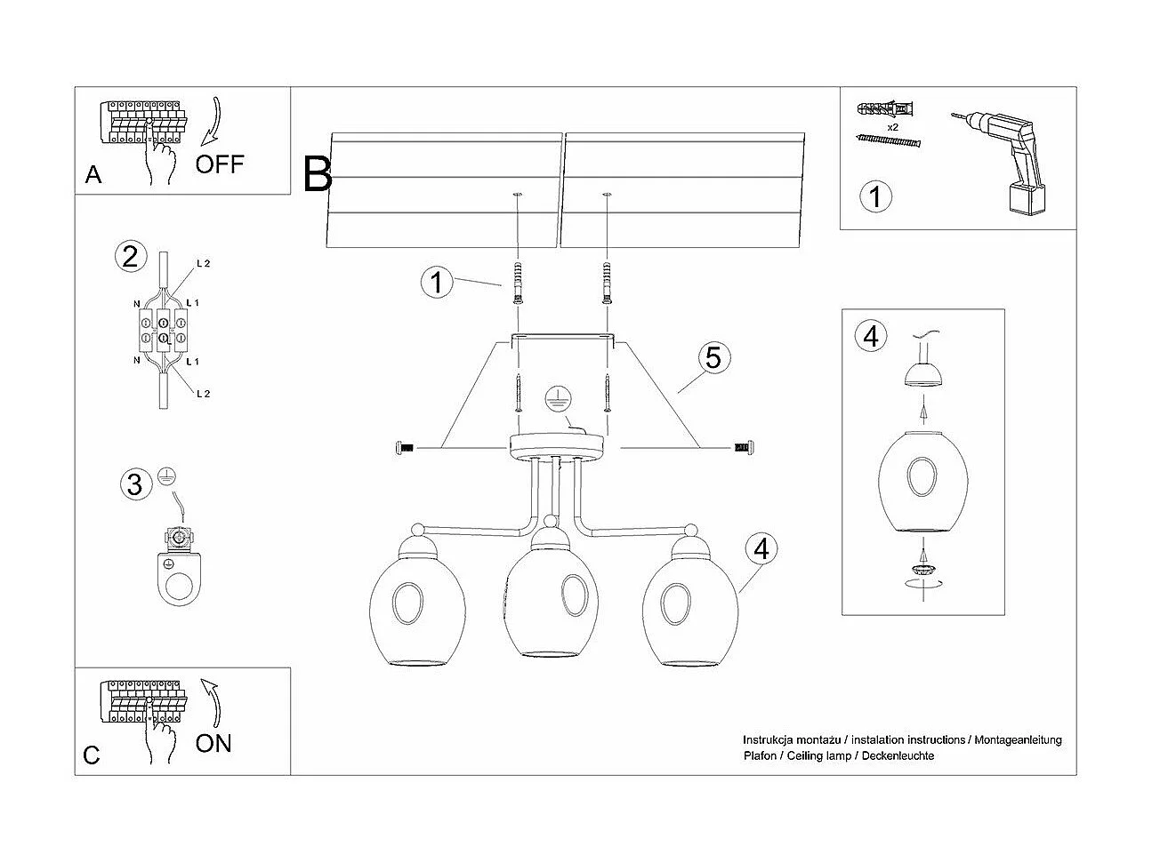 Lustre Filament 3 noir