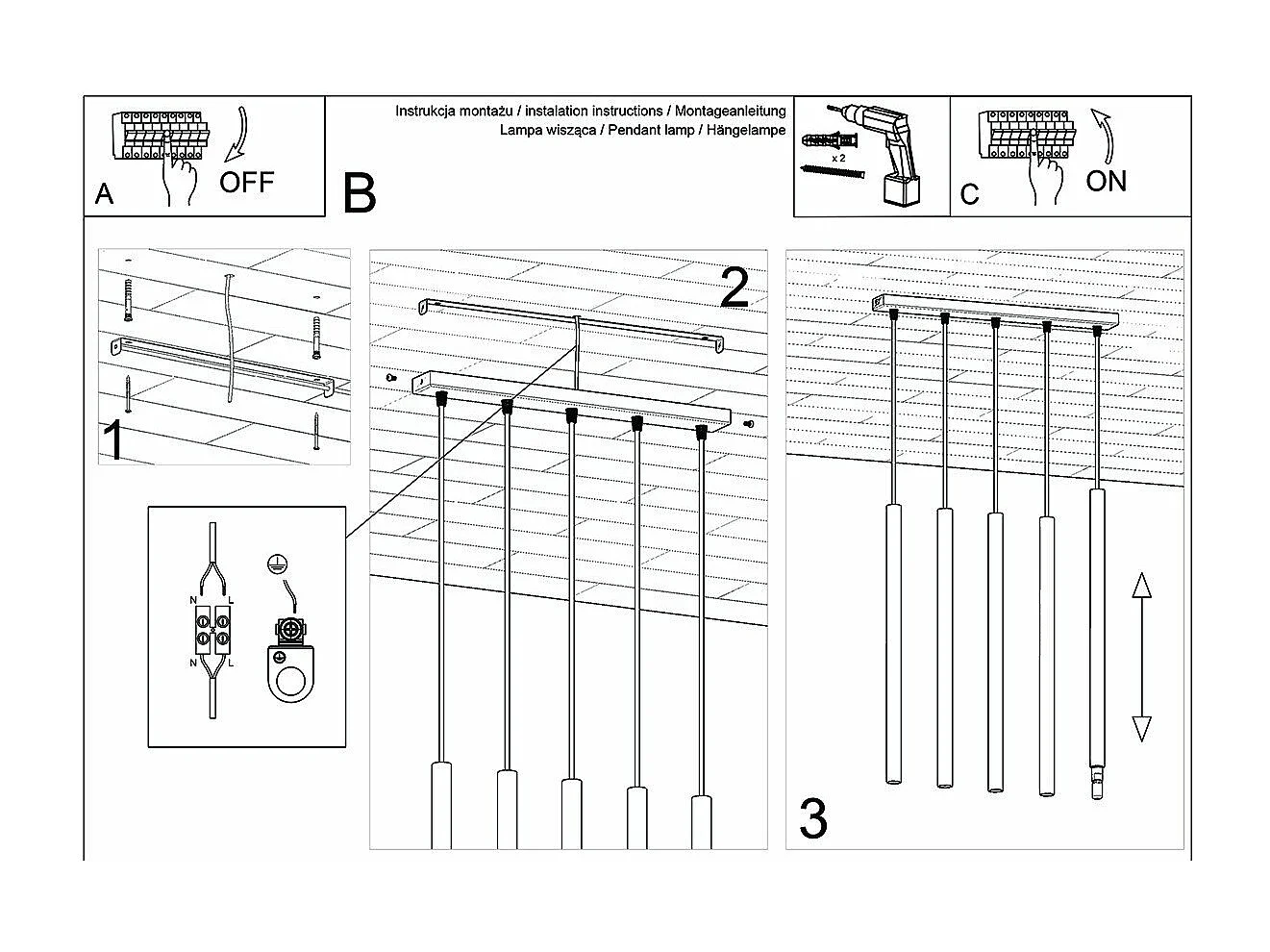 Lampe suspendue Novastel 5L bois