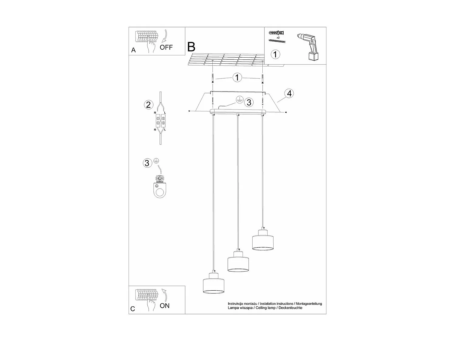 Lampe suspendue Savitar 3 noir
