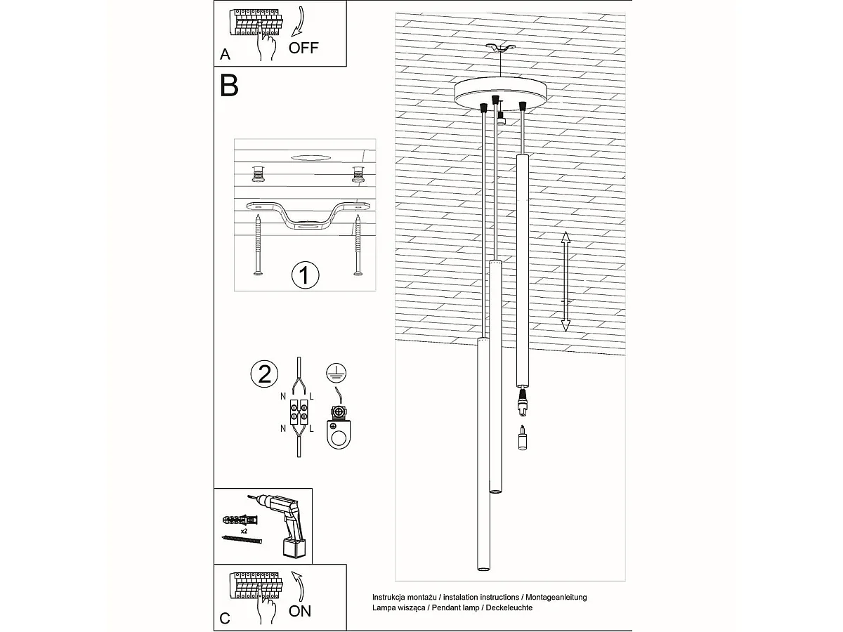 Lampe pendante Novastel 3P blanc