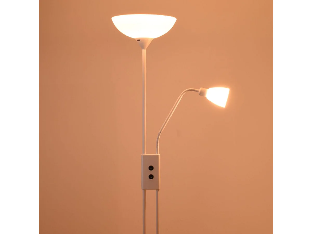 Lámpara de pie Milano Bel Air 40W con luz de lectura blanco Ø28x170 cm