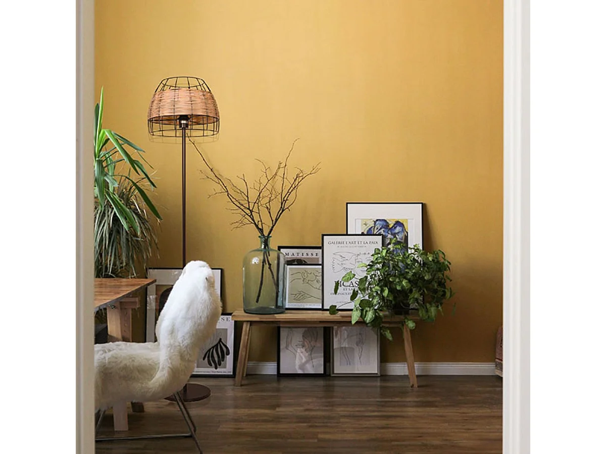 Lámpara de pie Sotero Lumit 60W mimbre marrón/natural Ø32x156 cm