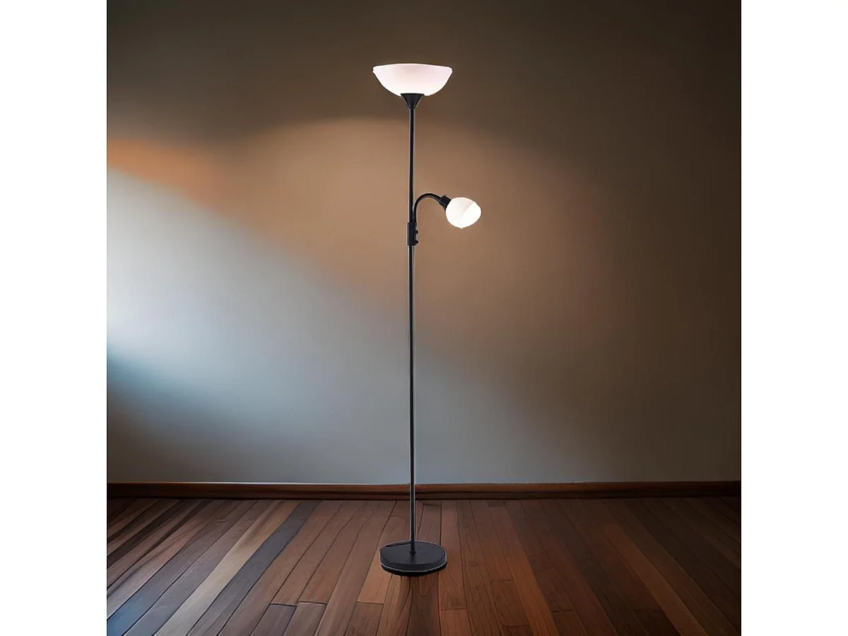 Lámpara de pie Torino Bel Air 80W + brazo orientable negro Ø25x179 cm