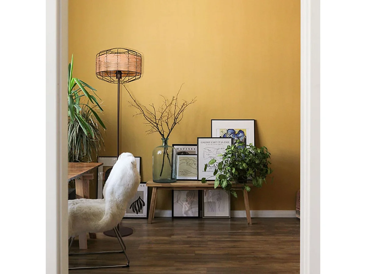 Lámpara de pie Solange Lumit  60W mimbre natural/marrón Ø35x156 cm